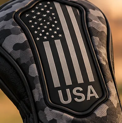 Close-up of a USA patch seated in the recessed pocket
